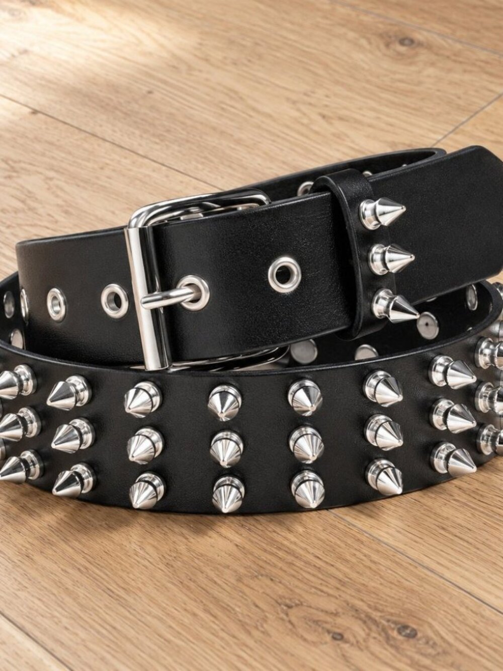 Black spiked studded belt - punk goth emo spike belt